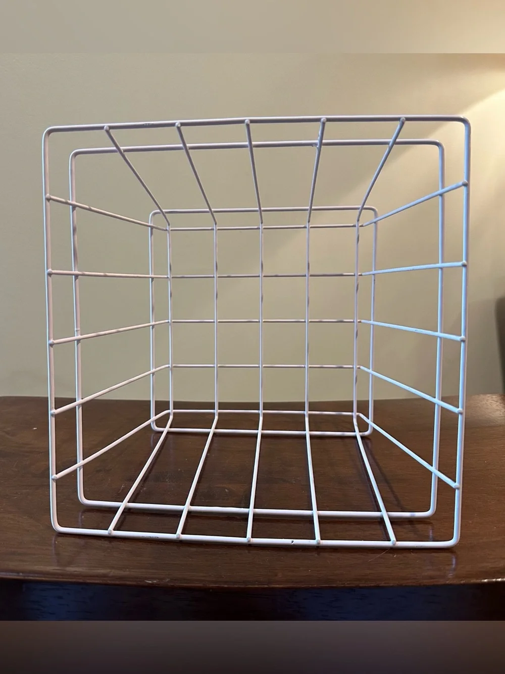 Pale pink metal basket